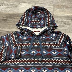 Ariat Tek Cold Series Blue White Mens L Aztec Western Pullover Sweatshirt Hoodie